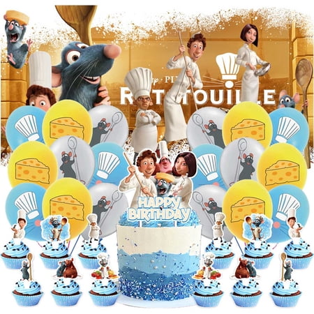 Ratatouille Party Supplies Decor Birthday Banner Decorations Kit Latex Balloons Backdrop Cake Topper
