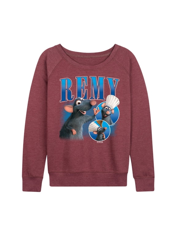- Remy Tee Women's Lightweight French Terry Wide Neck Long Sleeve Graphic Shirt