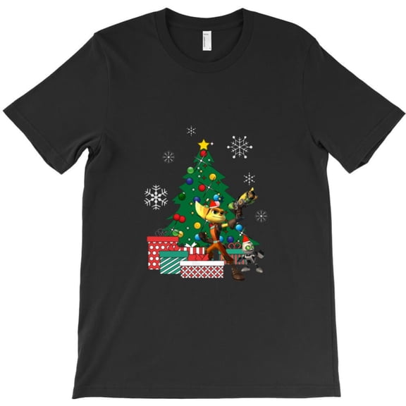 Ratchet And Clank Around The Christmas Tree Funny Holiday Video Game Graphic T-Shirt G6557, Up to 5XL