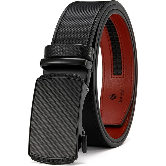 Ratchet Belt for Men Dress Adjustable 1 3/8" Genuine Leather Designer Belt, Size Length Can be Cut, with Gift Box
