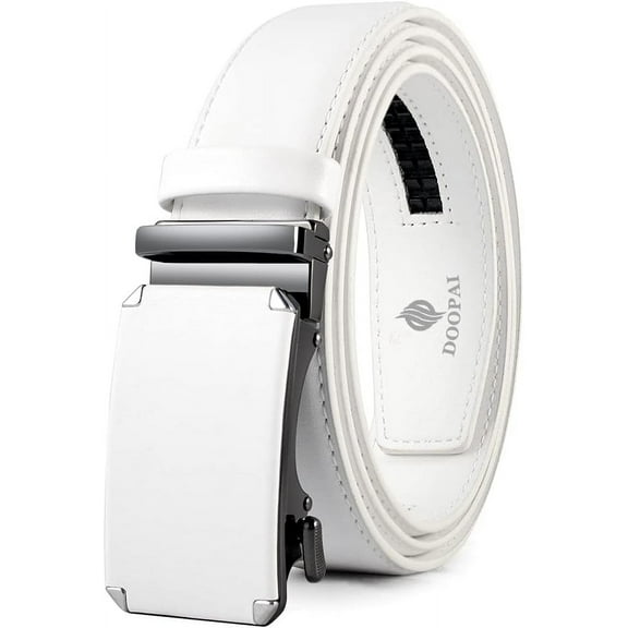 Ratchet Belt for Men Dress Adjustable 1 3/8" Genuine Leather Designer Belt, Size Length Can be Cut, with Gift Box