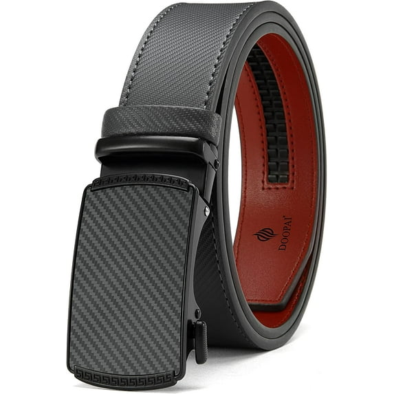 Ratchet Belt for Men Dress Adjustable 1 3/8" Genuine Leather Designer Belt, Size Length Can be Cut, with Gift Box