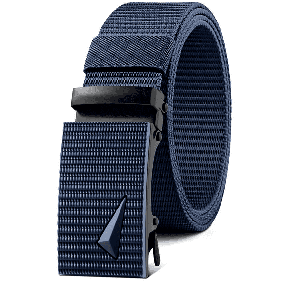 Ratchet Belt for Men Dress Adjustable 1 3/8" Genuine Nylon Designer Belt, Size Length Can be Cut, with Gift Box
