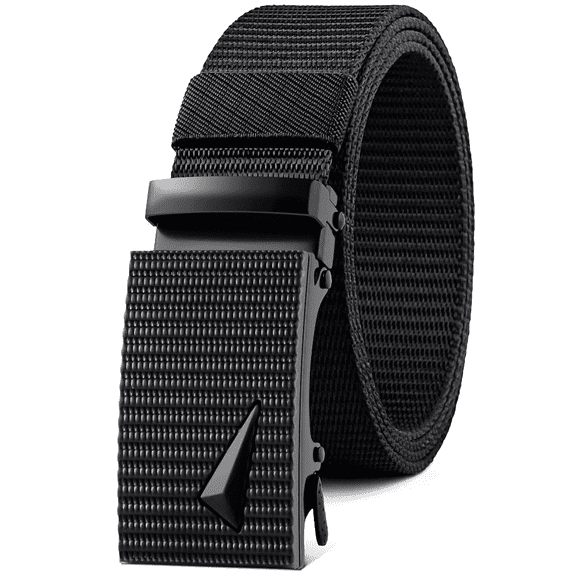 Ratchet Belt for Men Dress Adjustable 1 3/8" Genuine Nylon Designer Belt, Size Length Can be Cut, with Gift Box