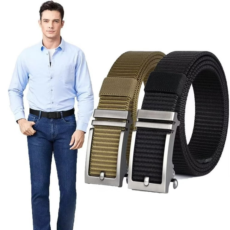 Barry.Wang Men's Belt Gift Set 2 Pack,Ratchet Buckle Adjustable Genuine  Leather Designer for Business Dress Waist Belt 130CM at  Men’s  Clothing