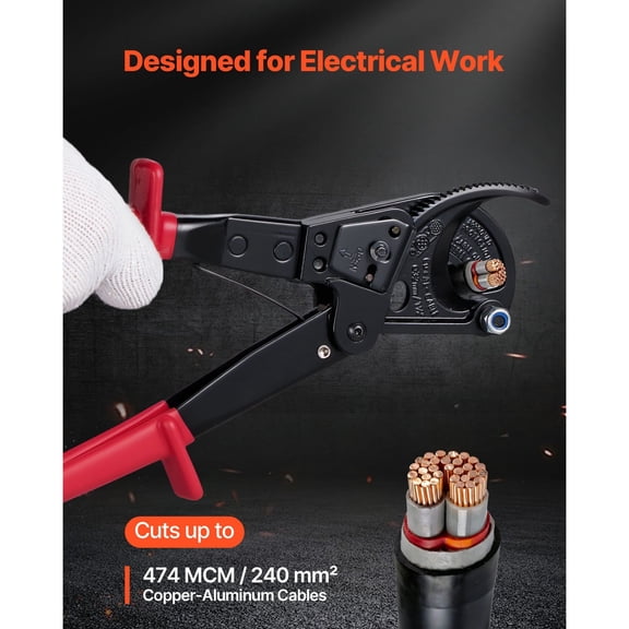 Ratchet Cable Cutter, 474 MCM, Steel Blades, Quick-Release