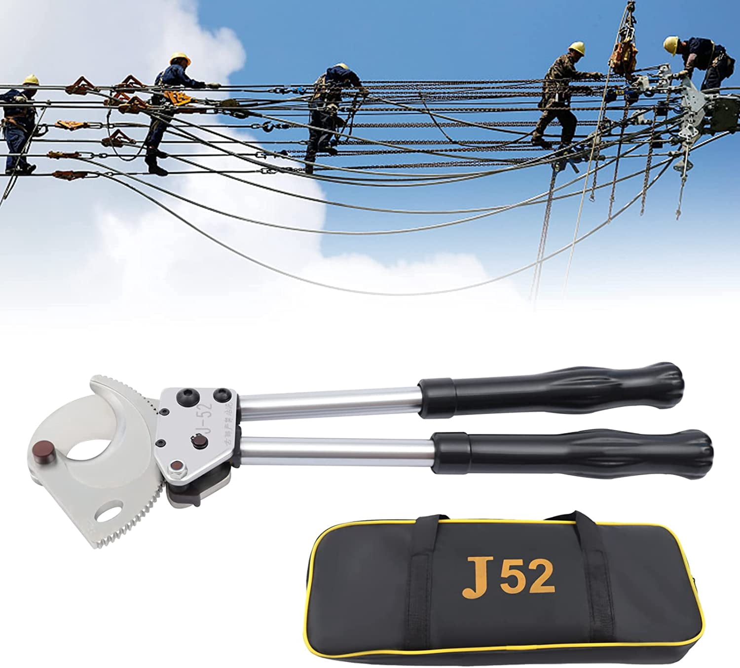 Mengshen Heavy Duty Ratcheting Cable Cutter - Aluminum & Copper, Cuts Up To 240mm² (600MCM)