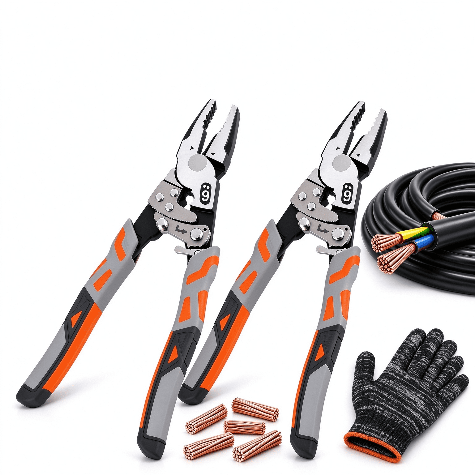 Wire Cutter Table Ratchet Cable Wire Cutter Pliers, 9