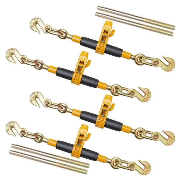 Ratchet Chain Binder 3/8"-1/2", 12000lbs Heavy Duty Load Binders, G80 Tie Down Hauling Chain Binders with Anti-skid Handle for Flatbed Truck Trailer (4 Pc)