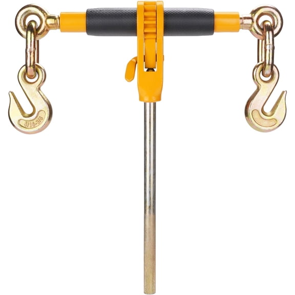 Ratchet Chain Binder, 3/8"-1/2" Heavy Duty Load Binders, with G80 Hooks 12000 lbs Secure Load Limit, Labor-saving Anti-skid Handle, Tie Down Hauling Chain Binders for Flatbed Truck Trailer, 4 Pc
