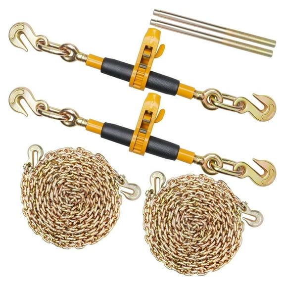Ratchet Chain Binder 5/16-3/8 Inch, G80 Chains 7100lbs, Heavy Duty Load Binder for Flatbed Trailer, Detachable Handle, Anti-Skid Grip