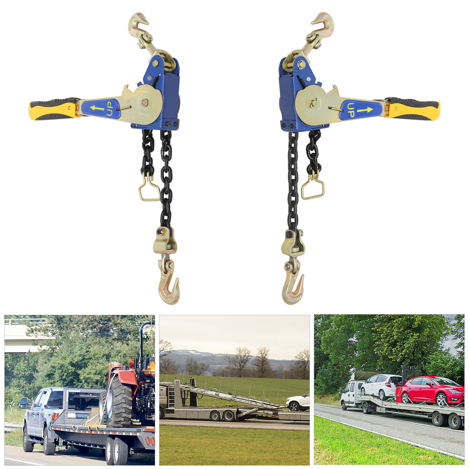 Ratchet Chain Binder Set, 5400lbs Load Capacity, 12in Chain, Alloy ...