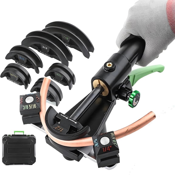Ratchet Copper Pipe Bender Tool Set Manual Hydraulic Tubing Bender Kit, With 7 Dies 1/4"-7/8" Copper Tube Bender Ductile Cast Iron Bender Manual 90 Copper Pipe Bender Set