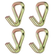 Ratchet Double J Hook Load 5511 LBS for 6mm Tie Down Strap Webbing, Gold 4 Pack