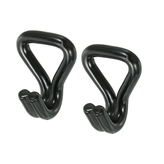 Ratchet Double J Strap Hook Load 3306 Lbs for 1" Tie Down Strap Webbing Black Plastic Coating, 2 Pack