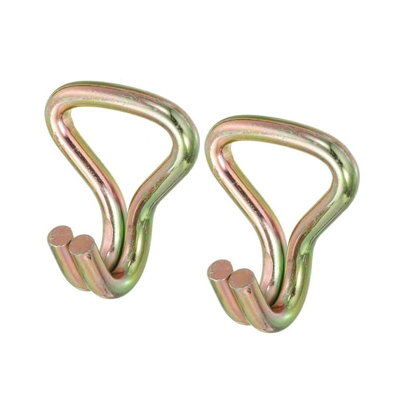 Ratchet Double J Strap Hook Load 4409 Lbs Zinc Color for 1.5" Tie Down Strap Webbing, 2 Pack