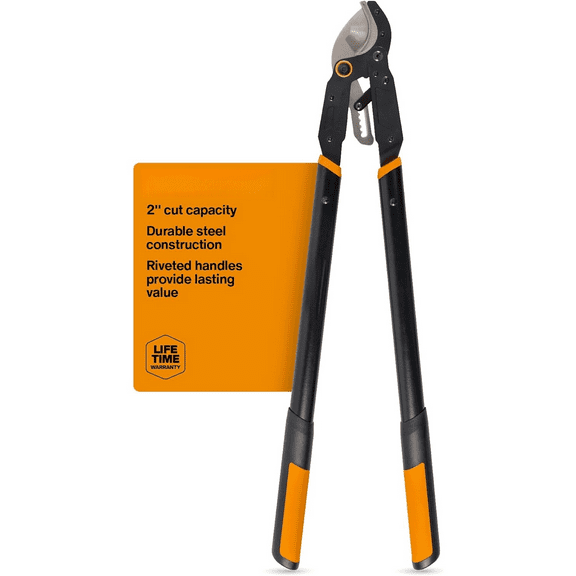 Ratchet Drive Anvil Lopper 32 Inch Heavy Duty Tree Trimmer, 2 inch Cut Capacity, Riveted Handles for Easy Squeeze Cutting Power