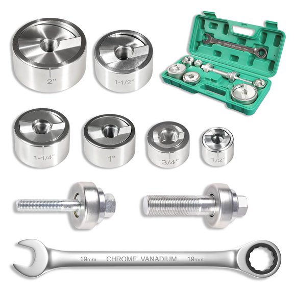 Ratchet Knockout Hole Punch Driver Kit, 1/2" to 2" Slug-Buster Knockout Electrical Conduit Hole Cutter Set Manual KO Tool Kit with 6 Dies & Ratchet Wrench, for Electrical Conduit & Panels