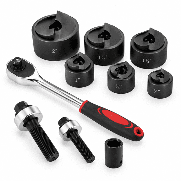 Ratchet Knockout Hole Punch Driver Kit, 1/2 to 2 Inch Slug-buster Electrical Conduit Tool Set