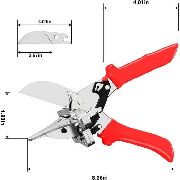 Ratchet Miter Shears for Angular Cutting Molding Crafting, Shoe Molding & Quarter Round Cutting Tool Miter Cutter, Adjust at 45-135 Degree Multi-Angle Cutter Hand Tool for Soft Wood, PVC, MDF
