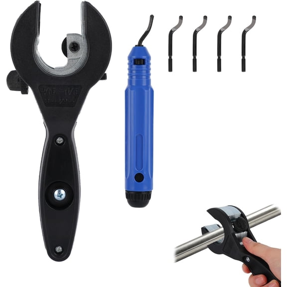 Ratchet Pipe Cutter Tool for 5/16"-1-1/8" (8-29mm) Copper Stainless Steel & PVC Pipes, Compact Adjustable Ratchet Tube Cutter with Deburring Tool & 4 Replacement Blades for Tight Spaces