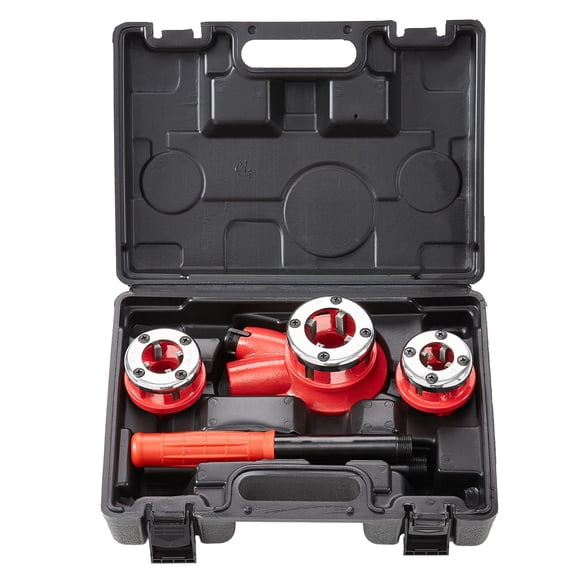 Ratchet Pipe Threader Kit Manual, 1/2"-1" NPT convenient Pipe Threading Tool with 3 Dies & Case