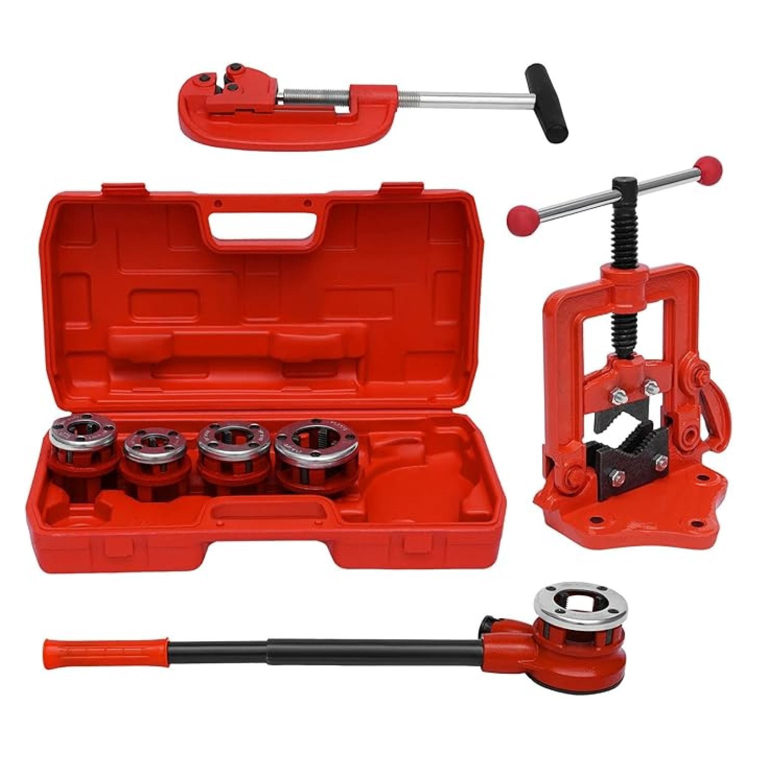 Pipe Threader Tools Set Ratchet Pipe Threader Kit, Plumbing Tools - 5 Dies (3/8