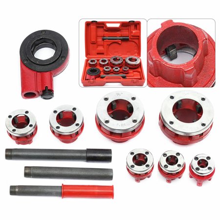 Ratchet Ratcheting Pipe Threader Kit 3/8" to 2" Dies and Portable Storage Box Size 20.08*4.92*13.78in Red Carbon Steel Material for Home, Construction, Piping