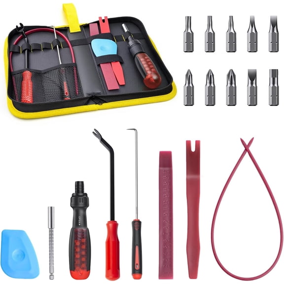Ratchet Screwdriver 7 PCS Auto Trim Removal Tool Kit, No-Scratch Car Interior Disassembly Set for Dash Radio Audio CarPlay Screen Upgrade & Reverse Camera Installation