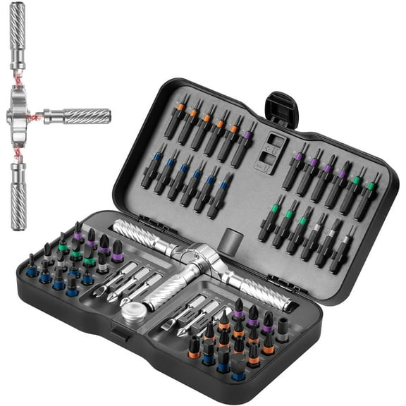 Ratchet Screwdriver Set, 66 in 1 magnetic Screwdriver sets, S2 Steel Bits, DIY Combination Flexible Shaft, Suitable for Furniture Assembly, Precision Electrical Appliance Repair, Bicycle Tools