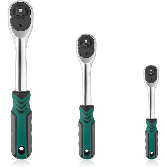 Ratchet Set, 3-Piece 1/4" 3/8" 1/2" Drive Socket Wrench, 72-Tooth Quick Release & Reversible Ratchet Wrench Set, Professional Hand Tool for Automotive Repair and Mechanics Use