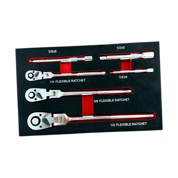 Ratchet Spanner Set Flexible Head Design 3 Extension Rod Professional Repair