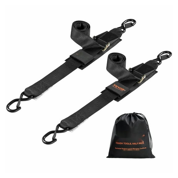 Ratchet Straps 2x4 ft (2 Pack) - Boat Tie Down Straps, Retractable Heavy Duty Winch Straps, Secure Cargo Straps with S-Hooks