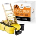 thumbnail image 1 of Ratchet Straps Heavy Duty - 4 Inch x 30 Foot Tie Down Straps Ratchet Operated with Flat Hooks - Ratcheting Moving Straps for Truck Bed and Car Cargo - Kayak and Motorcycle Tie Down Straps 4 Pack, 1 of 7