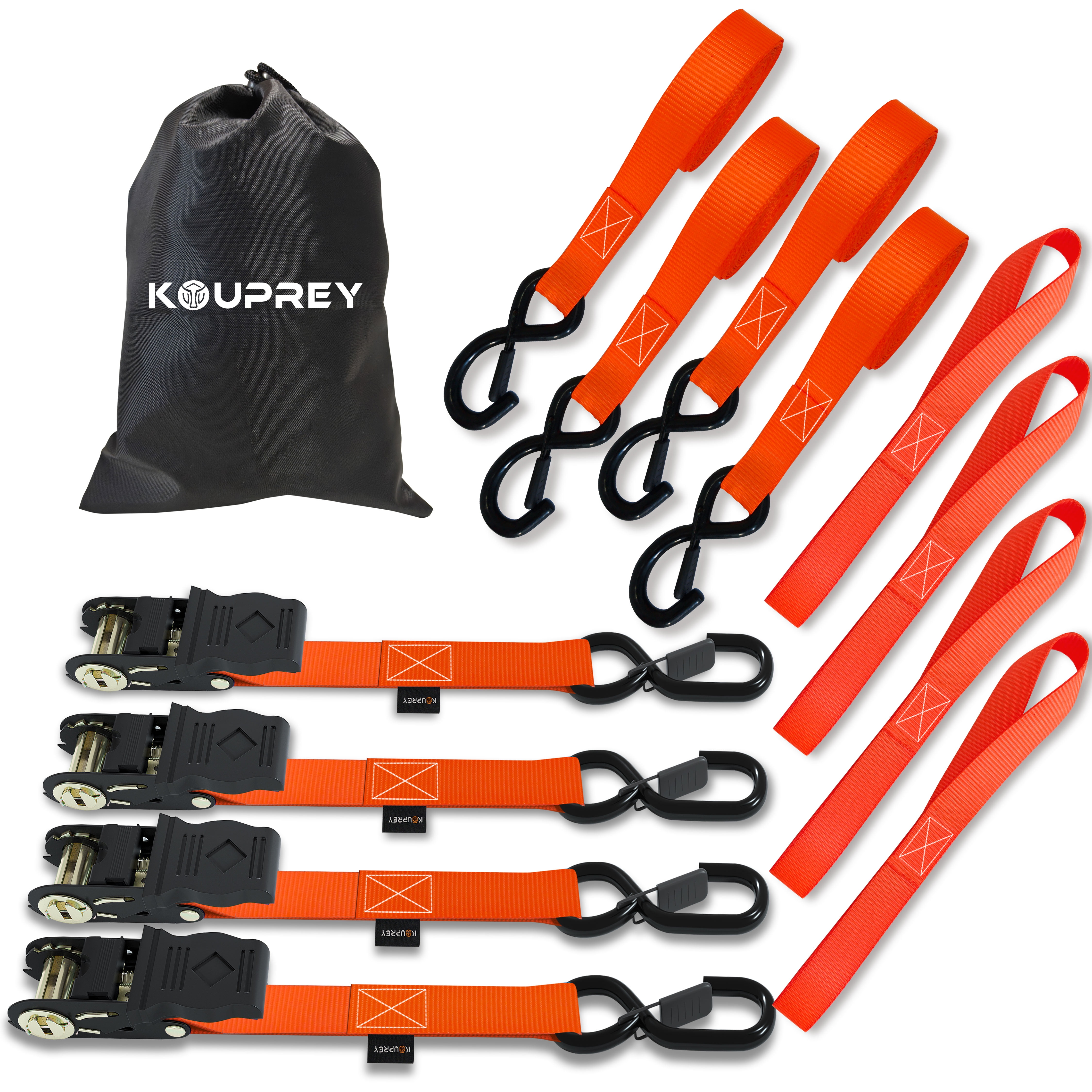 Ratchet Straps Heavy Duty, 4-Pack 1" x 15ft, 1800 LB Break ...
