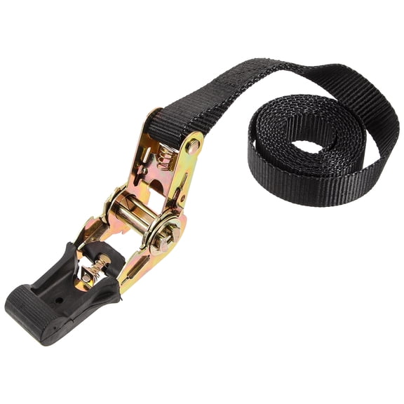 SHOWERORO Car Tie Down Strap Retractable Ratcheting Type Black Polyester Metal Buckle