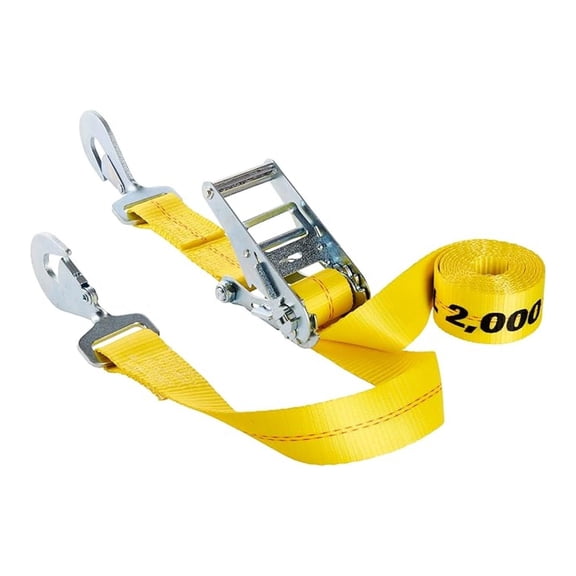 Ratchet Tie Down 2x10 ft - 2000lbs WLL - Auto Ratchet Straps with Snap Hooks - Vehicle Transport Tie Downs for Trailers & Flatbeds - Yellow 2 Inch