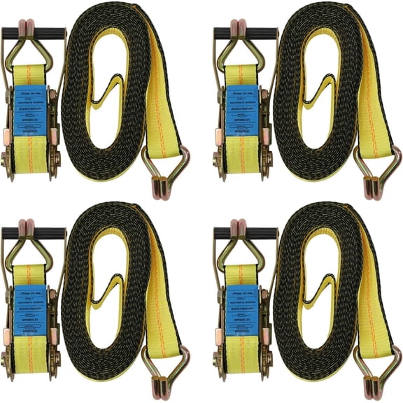 Ratchet Tie-Down Straps, 4 Packs 2''x 27 ft Heavy Duty Cargo Strap with Double J Hook 11000 lbs for Transporting Large Cargo