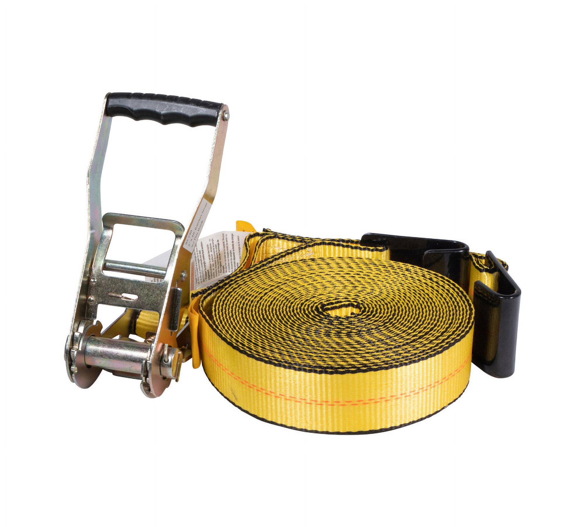 Ratchet TieDown Straps with Flat Hooks, 2" x 40' Ratchet Straps Yellow