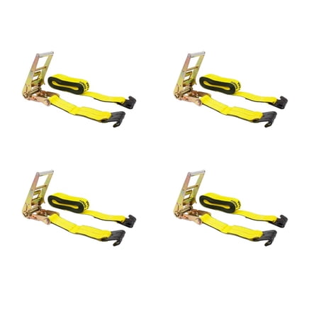 Ratchet Tie-Down Straps with Flat Hooks, 3" x 30' Ratchet Straps Yellow | 15,000 Lbs Breaking Strength | TieDown Ratchet Straps for flatbed, Truck, Trailers Pickup (4 Pack)