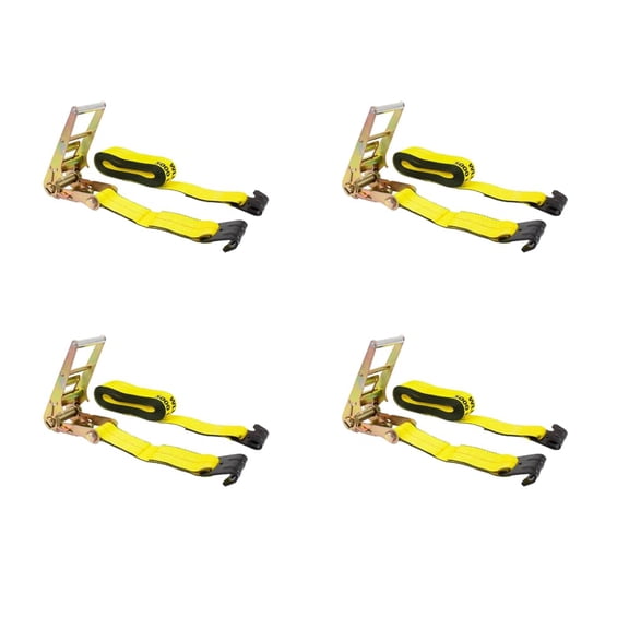 Ratchet Tie-Down Straps with Flat Hooks, 3" x 30' Ratchet Straps Yellow | 15,000 Lbs Breaking Strength | TieDown Ratchet Straps for Flatbed, Truck, Trailers Pickup (4 Pack)
