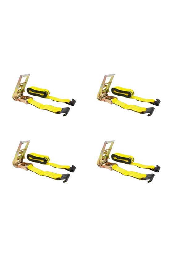 Ratchet Tie-Down Straps with Flat Hooks, 3" x 30' Ratchet Straps Yellow | 15,000 Lbs Breaking Strength | TieDown Ratchet Straps for Flatbed, Truck, Trailers Pickup (4 Pack)