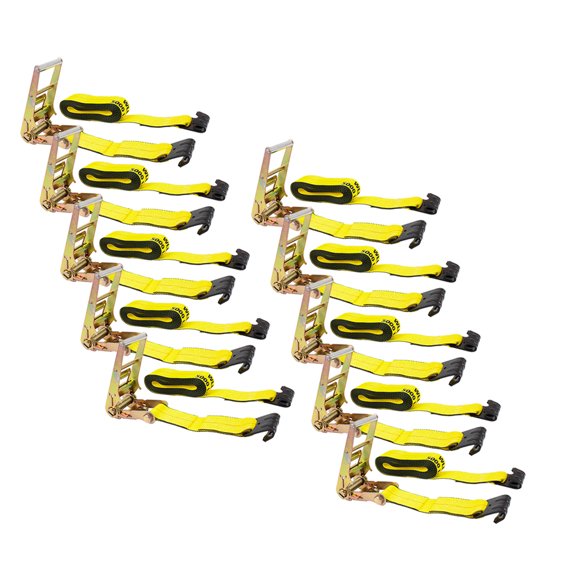 Ratchet Tie-Down Straps with Flat Hooks, 3" x 30' Ratchet Straps Yellow | 15,000 Lbs Breaking Strength | TieDown Ratchet Straps for flatbed, Truck, Trailers Pickup (10 Pack)