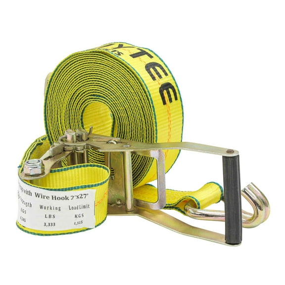 Ratchet Tie-Down Straps with Wire Hook, 2" x 27' Ratchet Strap | 10,000 Lbs Breaking Strength | Heavy Duty TieDown Ratchet Straps for flatbed, Truck, Trailers Pickup (20 - Pack)