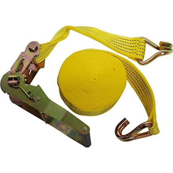 Ratchet Tie Down Truck Bed Double J-Hook Strap (2 "x 27') (2-PACK)