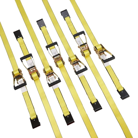 Ratchet Tie Down Straps (10PK), 10000 lb Break Strength, Endless Ratchet with 10 Premium 2" x 30' Tie Downs Heavy Duty, Track Spring Fittings for Moving Securing Cargo, Appliances, Motorcycle