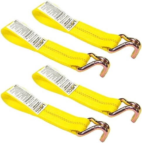 Ratchet Tie Down Straps, 2 Inch Wide x 11 Inch Fixed End with Double J ...