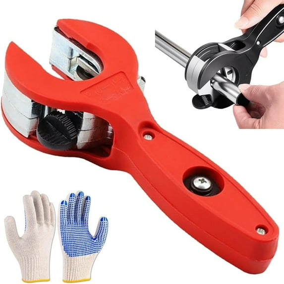 Ratchet-Type Pipe Cutter, One-Hand Fast Pipe Cutting Tool, Tubing Copper Cutter Tool Hand Cutters Hose Rigid Plastic Exhaust PVC Stainless Steel, 2 in 1 Close Quarters Tube Compact