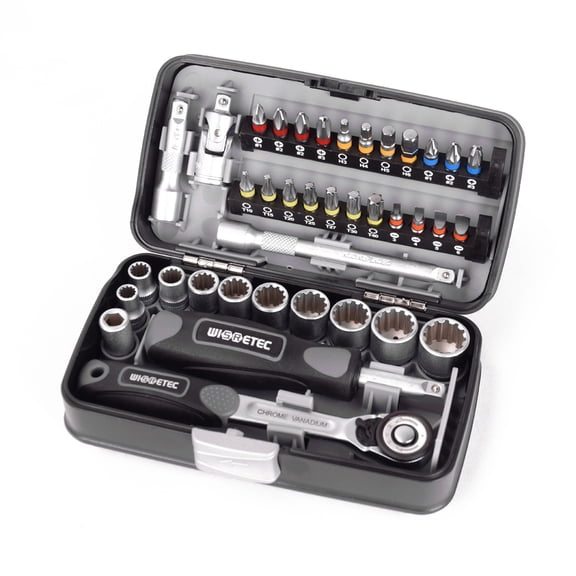 Ratchet Wrench,Socket Screw Kit Maintenance Hand Tool Bike Maintenance Hand Screw Kit Bike 1/4 Socket Screw Wrench Set Ratchet Wrench Huiop Rookin Jinmie 38pcsratchet Black