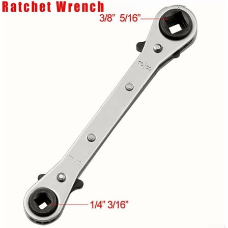 Ratchet Wrench, Square Spanner HVAC Tool, Reversible Ratchet Spanner & Wrenches for Compressor, Wrench Square Drive Linker Adjustable, 4-In-1 Spanner Wrench Ratchet